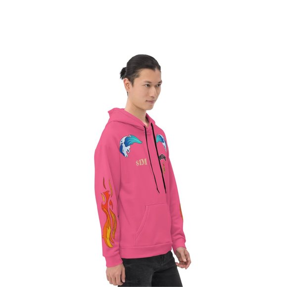 PokeGang Unisex Pink Long Sleeve Side Kangaroo Pocket Gym Workouts Hoodie - Picture 6 of 8
